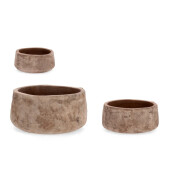 Set 3 ghivece flori teracota maro Minh Ø25x12h; ø35x16h; ø47x22h