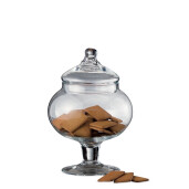 Borcan cu picior, capac sticla transparenta 19,5 x 27 cm