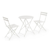Set mobilier gradina otel alb Austin 41x46x80h (x2); :ø60x71h