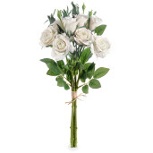 Buchet Trandafiri artificiali albi verzi 45 cm