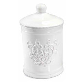 Borcan decorativ din ceramica alba Cuore 12x19 cm