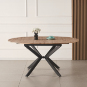 Masa extensibila dining MDF stejar artisan neagra Abero 100x100-140x75 cm