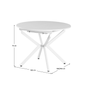 Masa dining extensibila fier mdf alb Abero 100x100-140x75 cm