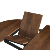 Masa dining extensibila fier negru mdf stejar inchis Abero 100x100-140x75 cm