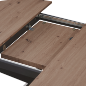 Masa extensibila dining MDF stejar artisan neagra Abero 120x120-160x75 cm