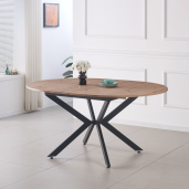 Masa extensibila dining MDF stejar artisan neagra Abero 120x120-160x75 cm