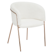 Fotoliu blana artificiala ivoire crom rose gold Adimar 57x56x75 cm