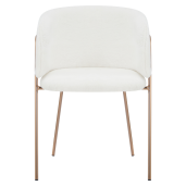 Fotoliu blana artificiala ivoire crom rose gold Adimar 57x56x75 cm