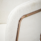 Fotoliu blana artificiala ivoire crom rose gold Adimar 57x56x75 cm