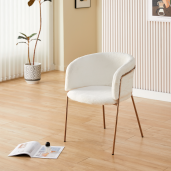 Fotoliu blana artificiala ivoire crom rose gold Adimar 57x56x75 cm