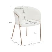 Fotoliu blana artificiala ivoire crom rose gold Adimar 57x56x75 cm