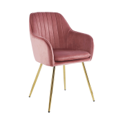 Fotoliu design catifea roz crom auriu Adlam 57x61x88 cm