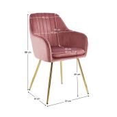Fotoliu design catifea roz crom auriu Adlam 57x61x88 cm