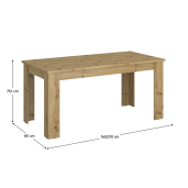 Masa dining extensibila PAL stejar artisan Airon 160-210x80x75.1 cm