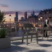 Scaun stivuibil plastic gri Alfio 57x50x80 cm