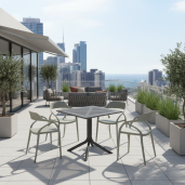 Scaun stivuibil plastic gri Alfio 57x50x80 cm