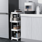 Raft otel plastic alb cu roti Aliol 40x22x85 cm