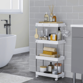 Raft otel plastic alb cu roti Aliol 40x22x85 cm