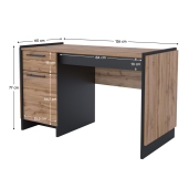 Birou DTD stejar wotan negru Amoni 126x60x77 cm