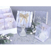 Set 3 figurine Ingeri sticla transparenta aurie 5.5x8 cm