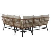 Set mobilier gradina ratan sintetic natur bej negru Araly 180x65x77/78 cm, 90x42x38 cm