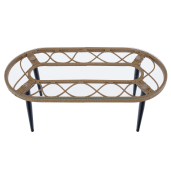 Set mobilier gradina ratan sintetic natur bej negru Araly 180x65x77/78 cm, 90x42x38 cm