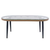Set mobilier gradina ratan sintetic natur bej negru Araly 180x65x77/78 cm, 90x42x38 cm