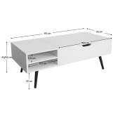 Masa MDF alba neagra Aralyn 110x50x40 cm