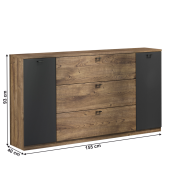 Comoda stejar ribeck grafit Armeny 155x40x93 cm