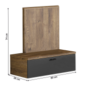 Noptiera PAL stejar ribeck grafit inchis Armeny 60x38x74 cm