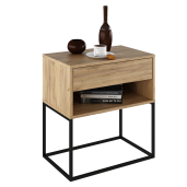 Noptiera DTD stejar artisan metal negru Arti 60x38,4x65 cm
