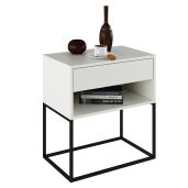 Noptiera DTD alb metal negru Arti 60x38,4x65 cm