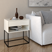 Noptiera DTD alb metal negru Arti 60x38,4x65 cm
