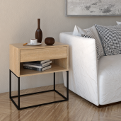 Noptiera DTD stejar sonoma metal negru Arti 60x38,4x65 cm