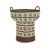 Cos decorativ hartie maro natur turcoaz Kya Ø28x38h