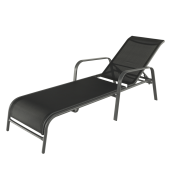Sezlong de gradina reglabil negru gri Atreo 64x161x100 cm 