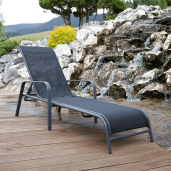 Sezlong de gradina reglabil negru gri Atreo 64x161x100 cm 