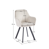 Fotoliu de design textil bej metal negru  Auril 57x56x87.5 cm 