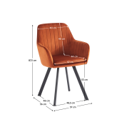 Fotoliu de design catifea teracota metal negru Auril 57x56x87.5 cm