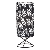 Veioza abajur metal textil negru alb Avam 10x10x25 cm