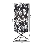 Veioza abajur metal textil negru alb Avam 10x10x25 cm