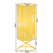 Veioza abajur metal textil galben alb Avam 10x10x25 cm
