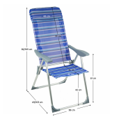 Scaun de gradina pozitionabil, albastru/gri, Avelar 58x69/103x82/109 cm