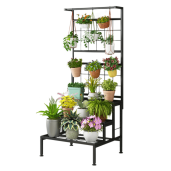 Suport metalic flori negru Balko 60x54x158 cm