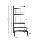 Suport metalic flori negru Balko 60x54x158 cm