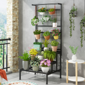Suport metalic flori negru Balko 60x54x158 cm