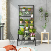 Suport metalic flori negru Balko 60x54x158 cm