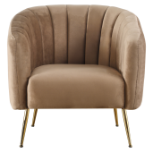 Fotoliu de design catifea maro crom auriu Bagy 78x78x78 cm