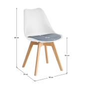 Scaun piele ecologica alb gri lemn fag Bali 48x54x80 cm