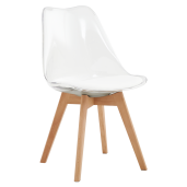 Scaun transparent acril piele ecologică lemn fag Bali 48x54x80 cm